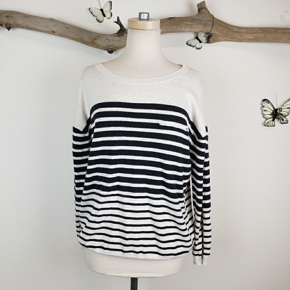 Everly cream and black striped sweater